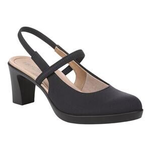 LifeStride Women's Evoke Block Heel Slingback Pumps Navy Size 6 W